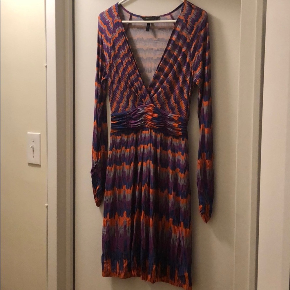 BCBG multi color v neck wrap dress